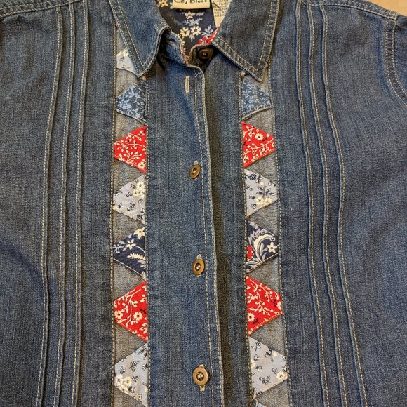 Koret City Blues Denim Short Sleeve Button Front Shirt - Picture 7 of 11